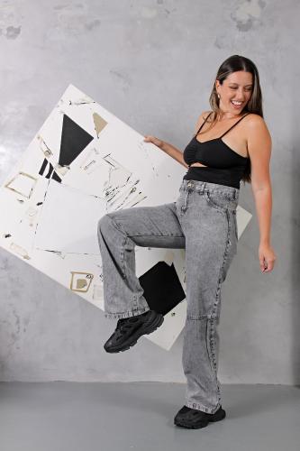 Wide Leg Gray! con Detalle! Rigido - Miniatura 7