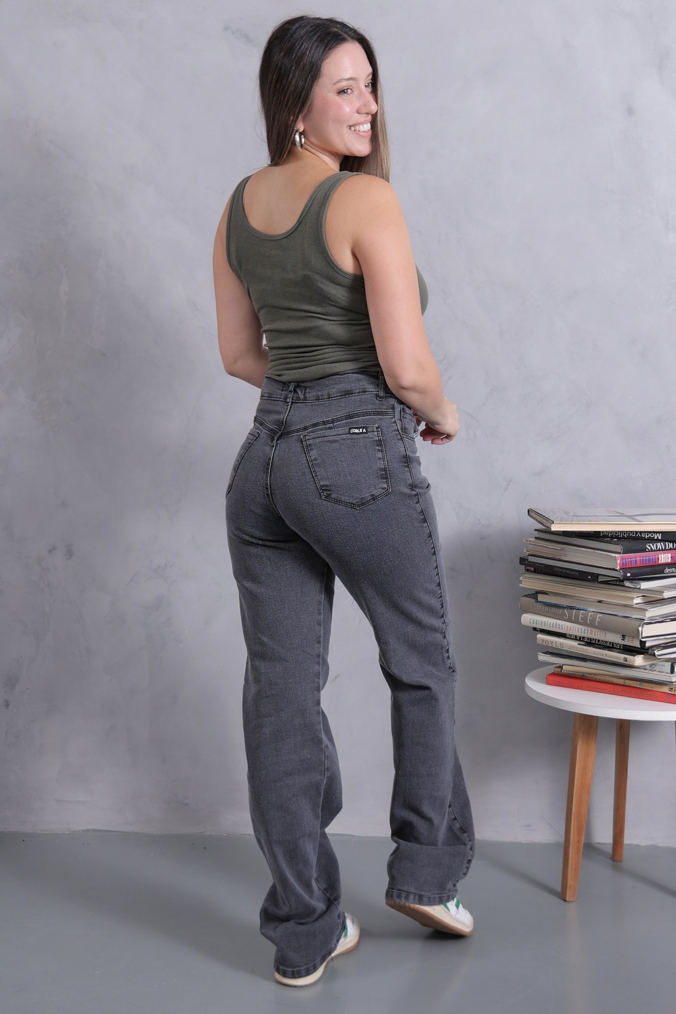 Wide Leg Gris Topo  Elastizado! Tiro Alto - Imagen 6