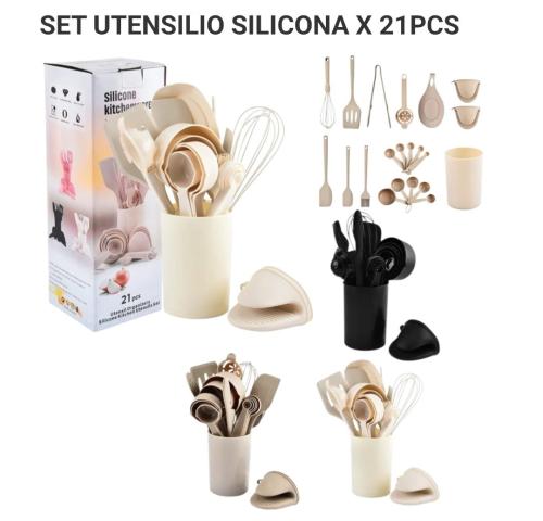 Set 21 Piezas Utensilios de Silicona