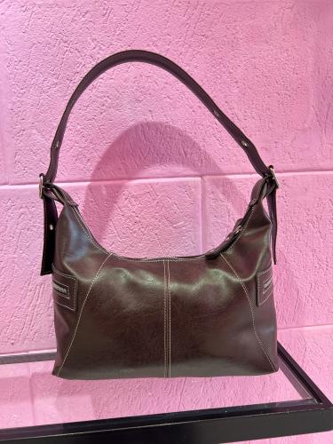 Cartera Mini Bag Baguette Cuero Pu Marrón Oscuro Chicolate - Miniatura 3
