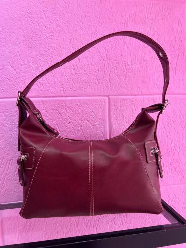 Cartera Mini Bag Baguette Bordo Cierre Metal - Miniatura 3
