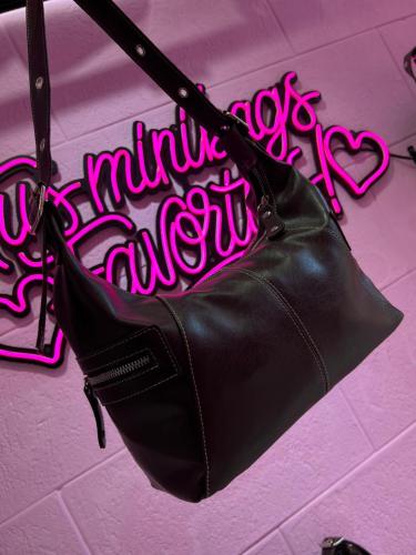 Cartera Mini Bag Baguette Marrón Oscuro Chocolate Cierre Metal - Miniatura 2