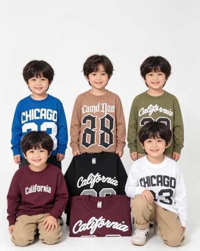Camisetas Algodón Niños Letras  Doble Estampados