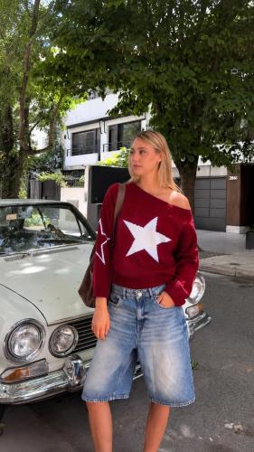 Sweater Cuello Bote Estrella