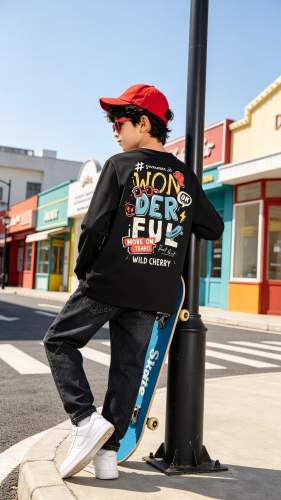 Cod: 217-remera Manga Larga-algodon Peinado-delantera y Espalda Estampada - Miniatura 3