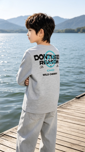 Cod: 241-remera Manga Larga-algodon Peinado-delantera y Espalda Estampada - Miniatura 2