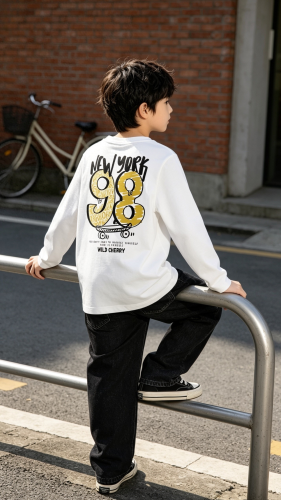 Cod: 230-remera Manga Larga-algodon Peinado-delantera y Espalda Estampada - Miniatura 2