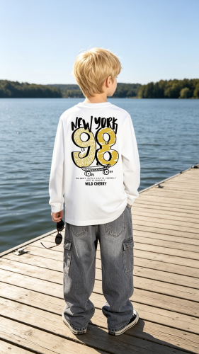 Cod: 230-remera Manga Larga-algodon Peinado-delantera y Espalda Estampada - Miniatura 3