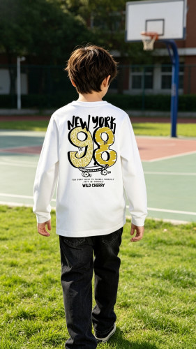 Cod: 230-remera Manga Larga-algodon Peinado-delantera y Espalda Estampada - Miniatura 4