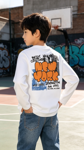 Cod: 238-remera Manga Larga-algodon Peinado-delantera y Espalda Estampada - Miniatura 3
