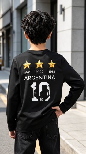 Cod: 312-remera Manga Larga-algodon Peinado-delantera y Espalda Estampada - Miniatura 2