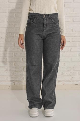 Wide Leg Dark Gris!! Rigido Tiro Alto - Miniatura 2