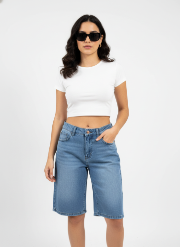 Bermuda Baggy Jean Azul Localizada Art 508
