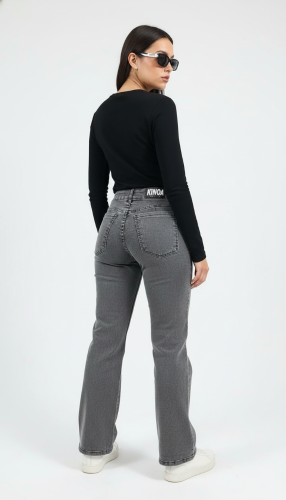 Wide Leg Gris Elastizado Jean Art 217