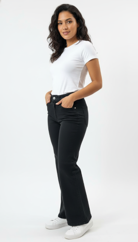 Jean Wide Leg Negro Elastizado Art 216