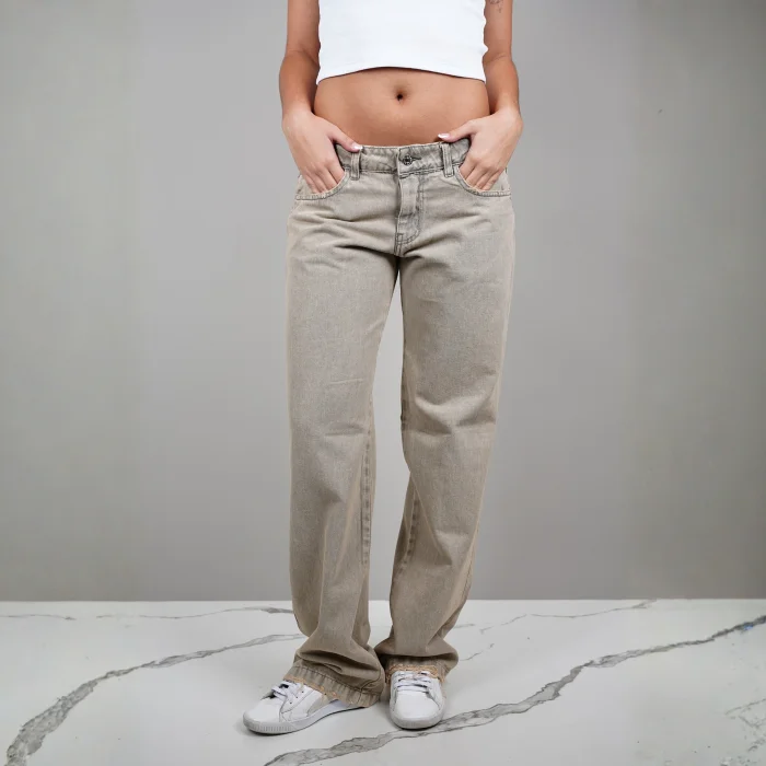 Pantalon Jean Tiro bajo . Beige Rigido (art: Grecia)