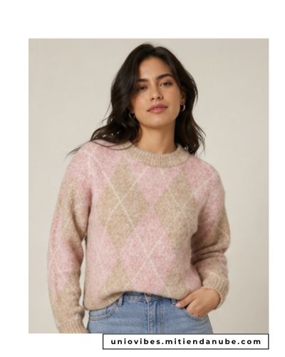 Sueter con Rombos, Cuello Redondo. Cod: B007