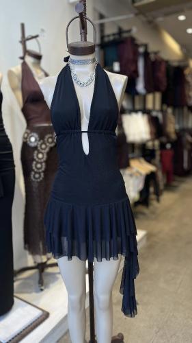 Vestido de Tul Forrado con Volado y Short Abajo