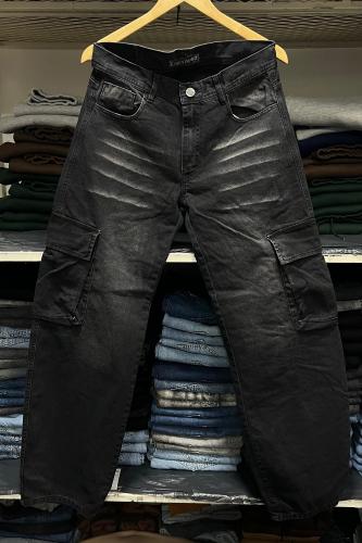 Pantalón Baggy Cargo Bolsillo 3d Negro Stone Localizado + Bigote
