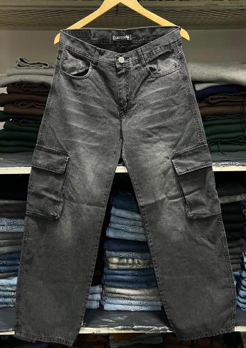 Pantalón Maxi Baggy Cargo Bolsillo 3d Gris Oscuro Nevado Localizado + Bigote