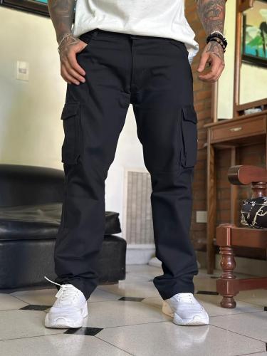 Pantalón Mom Cargo Bolsillo 3d Negro