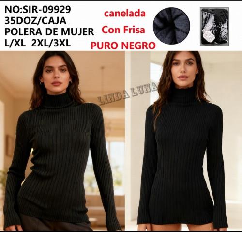 Camiseta Termica Polera Dama Morley Todo Negro