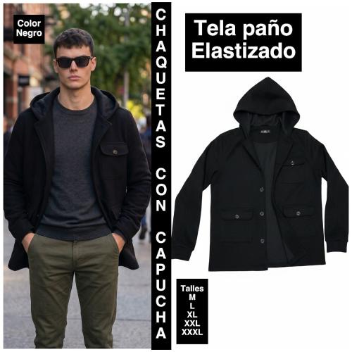 Chaqueta con Capucha  de Paño Elastizado