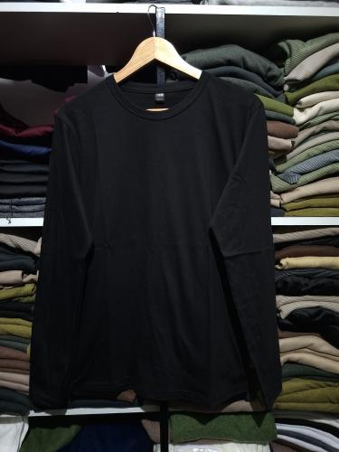 Remeras Manga Larga Algodón Peinado Negro