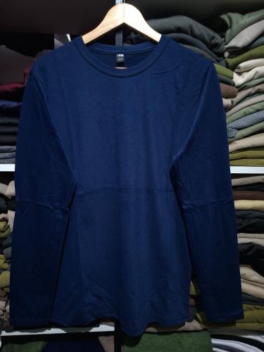 Remeras Manga Larga Algodón Peinado Azul Marino