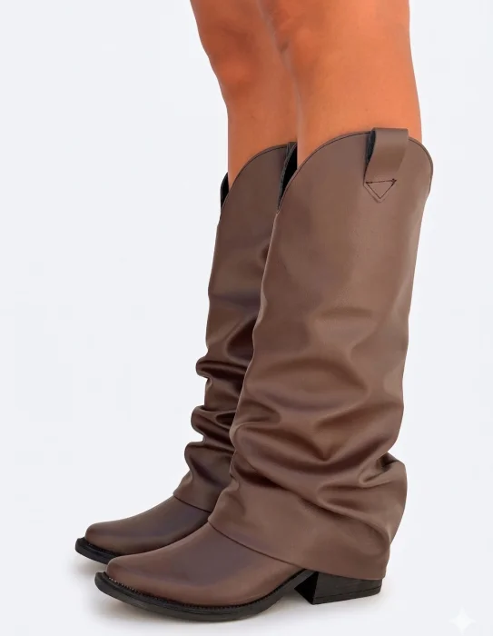Bota Arrugada Texana Volcada Frida Chocolate