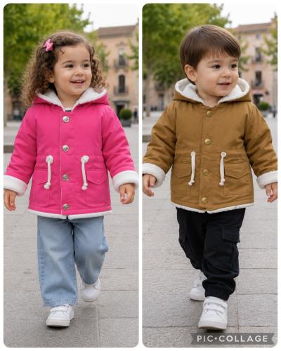 Parkas de Gabardina Elastizado con Corderito de Bebés Unisex