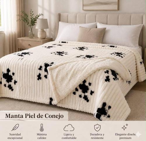 Manta Piel de Conejo  Premium Tamaño  21/2  a Tamaño Queen