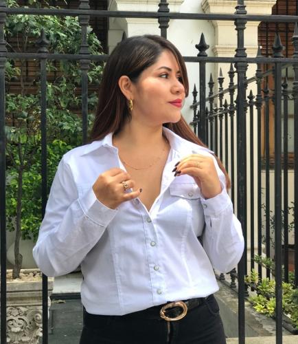 Camisa en Tela Poplin Camisa con Broche o Botón - Miniatura 6
