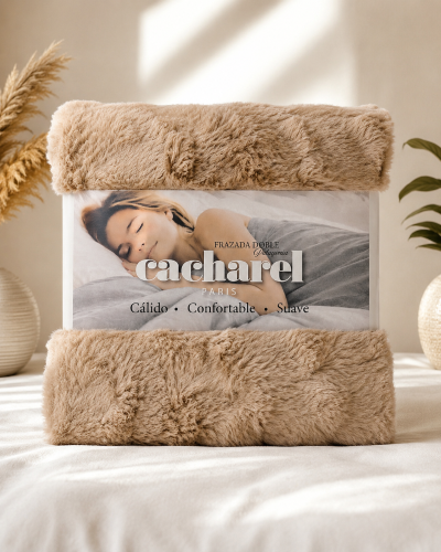 Frazada Patagonia Corderito- Cacharel Paris - Full 1 1/2 - Beige - Miniatura 2