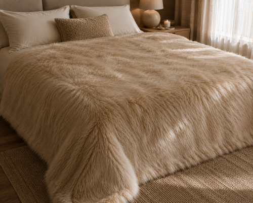 Frazada Doble Patagonia Corderito- Cacharel Paris - Full 1 1/2 - Beige