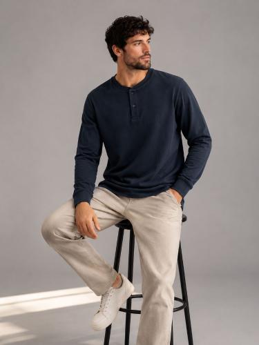 Remeras con Botón Manga Largas Algodón