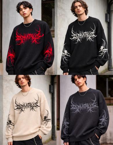 Sweater Hombre Oversize Gráfico Tejido Streetwear (dark) - Miniatura 2