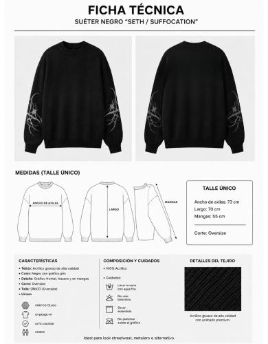 Sweater Hombre Oversize Gráfico Tejido Streetwear (dark) - Miniatura 3