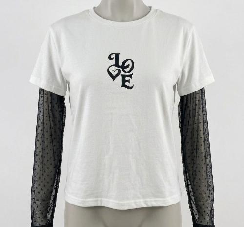 Remera Corte Clásico con Manga Superpuesta de Tul Love - Miniatura 2