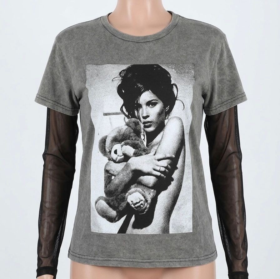 Remera Corte Clásico con Manga Superpuesta de Tul Bear - Imagen 1