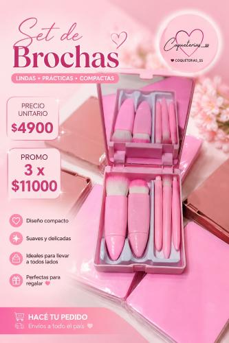 Set de Brochas con Estuche y Espejo
