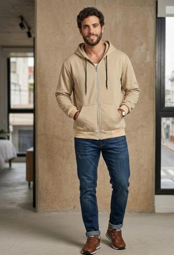 Campera Jersey con Piel Hombre