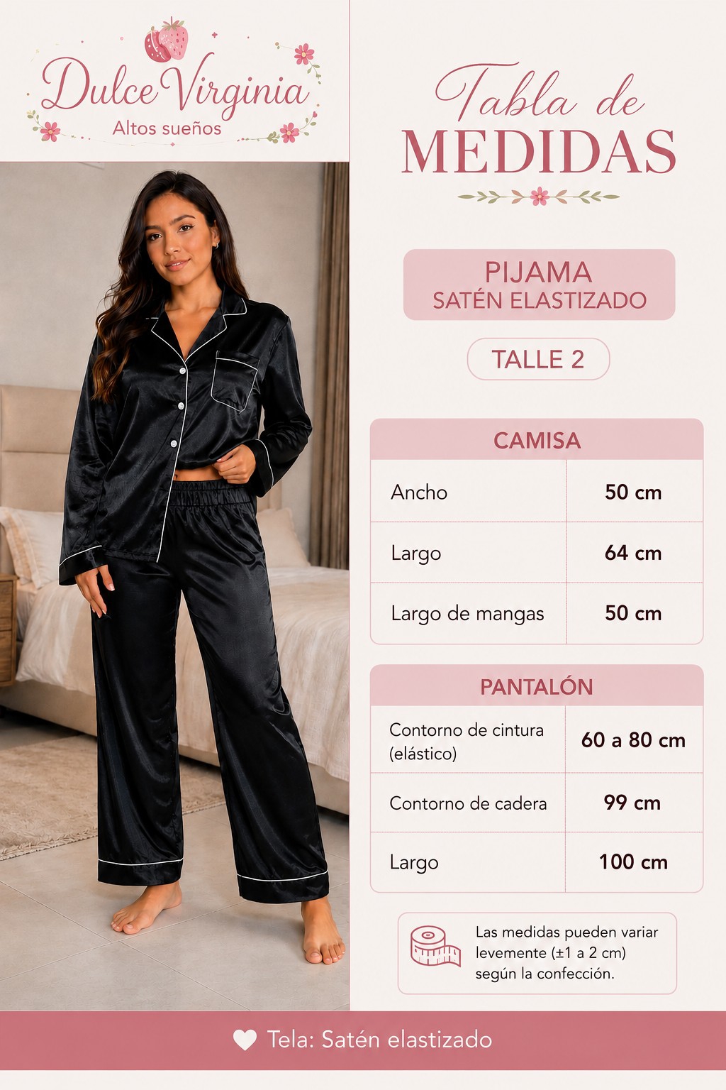 Pijama de Satén Elastizado - Imagen 3