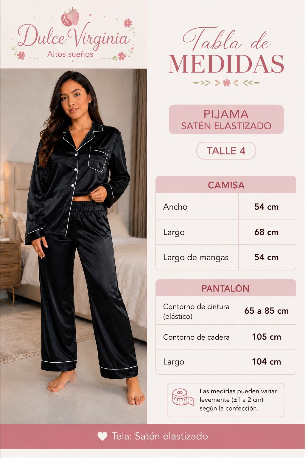 Pijama de Satén Elastizado - Imagen 4