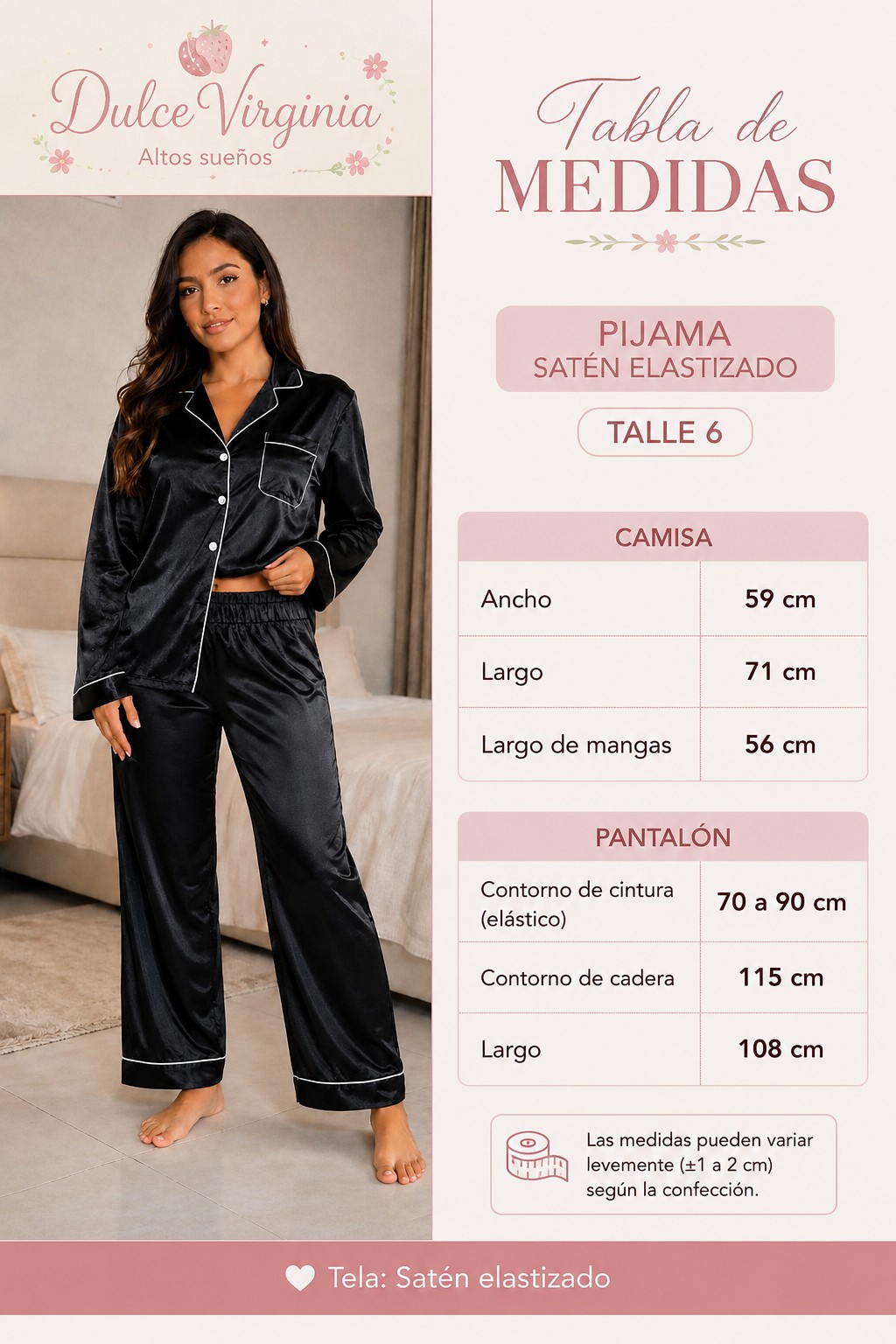 Pijama de Satén Elastizado - Imagen 5
