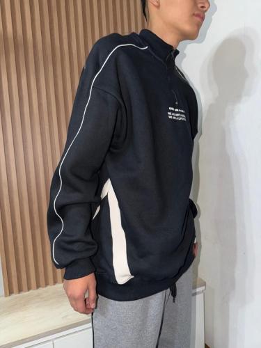 Buzos Meduo Cierre Black con Vivo Oversize Friza Premiun