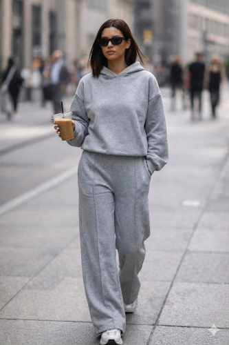Pantalón Wide Leg Frisa con Alforzas Eloise
