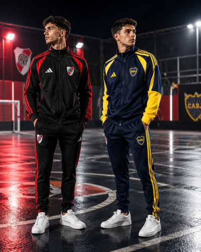  Conjunto Adulto Fútbol    Boca y River    Soft Frizado Premium