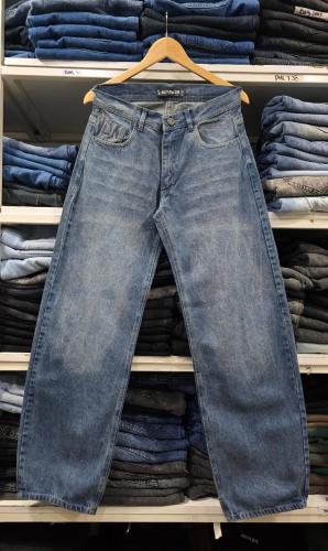 Pantalón Maxi Baggy Liso Óxido Celeste Nevado Localizado + Bigote