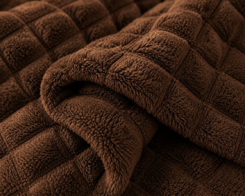 Frazada Flannel Deluxe  Chill & Home Queen Cuadraditos, Marron - Miniatura 2